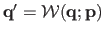 $ \mathbf{q}' = \mathcal {W}(\mathbf{q} ; \mathbf{p})$