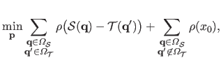$\displaystyle \min_{\mathbf{p}} \sum_{\substack{\mathbf{q} \in \Omega_{\mathcal...
...\Omega_{\mathcal {S}}  \mathbf{q}' \not\in \Omega_{\mathcal {T}}}} \rho(x_0),$
