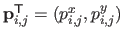 $ \mathbf{p}_{i,j}^\mathsf{T}= (p_{i,j}^x, p_{i,j}^y)$