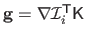 $ \mathbf{g} = \nabla\mathcal{I}_i^\mathsf{T}\mathsf{K}$