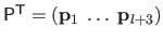 $ \mathsf{P}^\mathsf{T}= \left( \mathbf{p}_1 \; \ldots \; \mathbf{p}_{l+3} \right)$