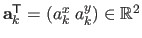 $ \mathbf{a}_k^\mathsf{T}= (a_k^x \; a_k^y) \in \mathbb{R}^2$