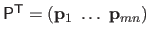 $ \mathsf{P}^\mathsf{T}= \left( \mathbf{p}_1 \; \ldots \; \mathbf{p}_{mn} \right)$