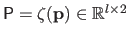 $ \mathsf{P} = \zeta(\mathbf{p}) \in \mathbb{R}^{l \times 2}$