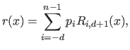 $\displaystyle r(x) = \sum_{i=-d}^{n-1} p_i R_{i,d+1}(x),$